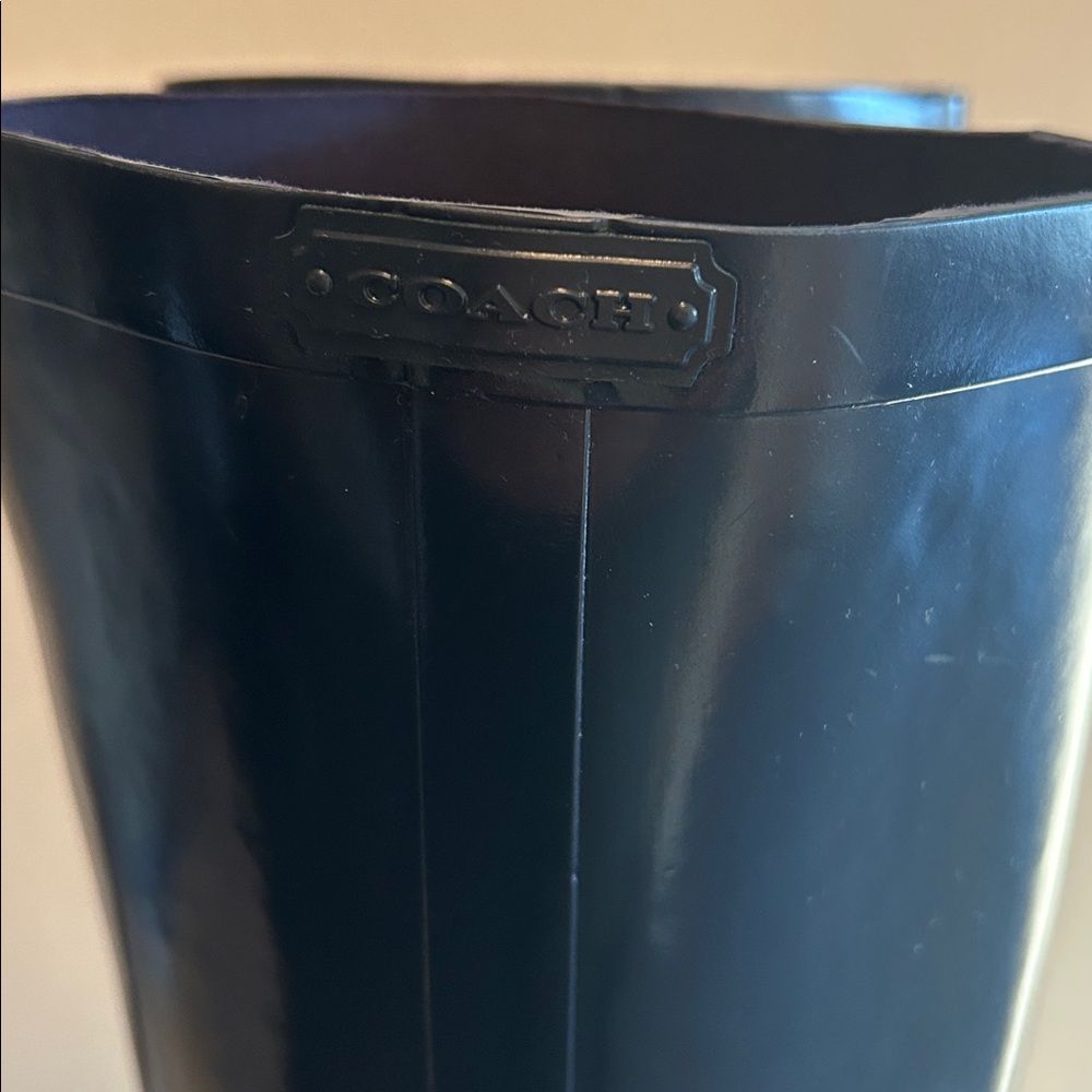 COACH Navy Blue Riding Rain Boots 7 Quiet Luxury Minimalist Chic - Picture 5 of 9